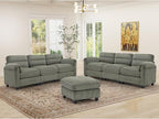 HAOMARKETS Corduroy Sofa Set, Upholstered Ottoman, Modern Loveseat and 3-Seater - Image 2