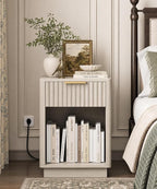 Akxomel Fluted Nightstands Set of 2, Wooden Night Stand - Image 4