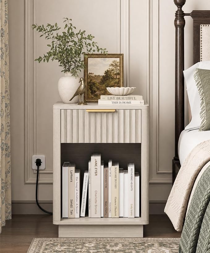 Akxomel Fluted Nightstands Set of 2, Wooden Night Stand - Image 4