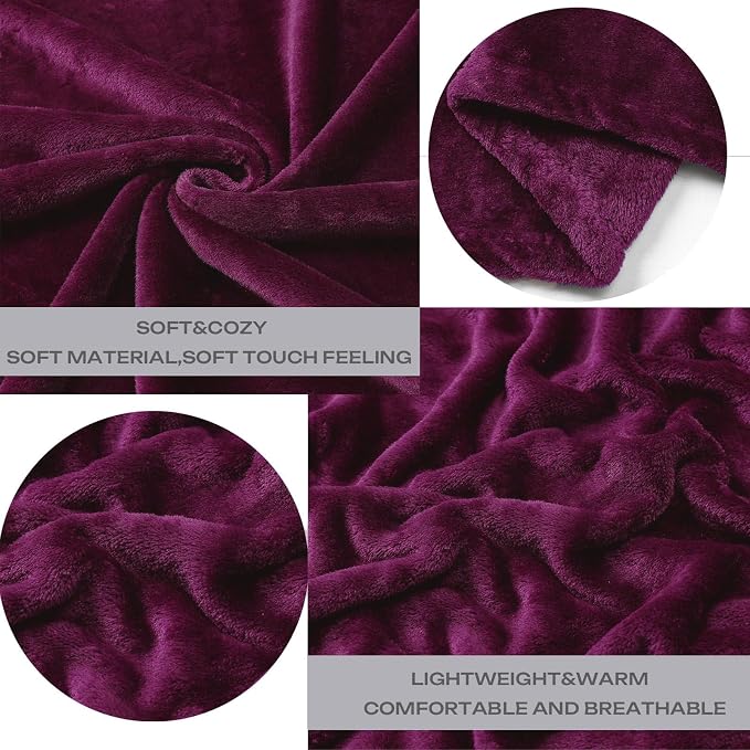 Purple Fleece Plush Throw Blanket 60"x80"for Couch Sofa Fuzzy Cozy Flannel | - Image 2