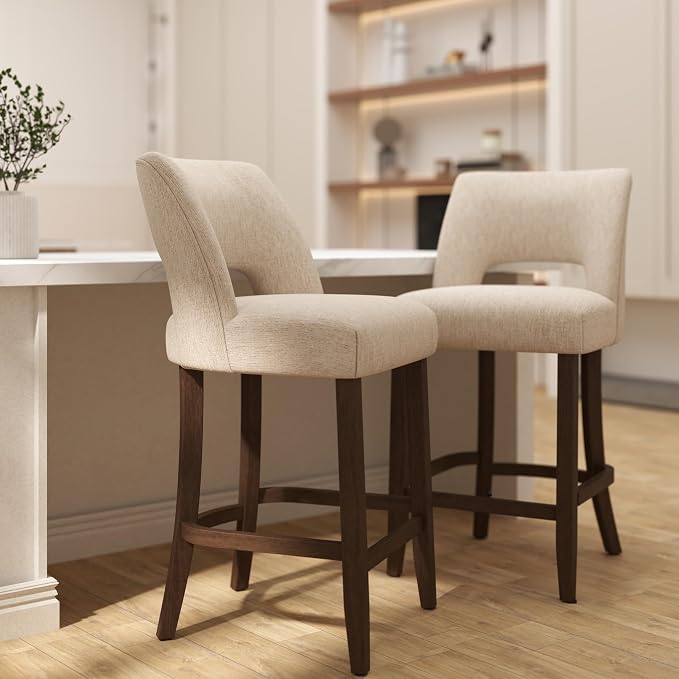 VKNOW Bar Stools Set of 6, Upholstered Counter Height Bar Stools, Modern - Image 5