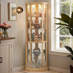Corner Curio Cabinet, Light Bulb Inclued, Wine Bar China Cabinet by CKEASEANFurniture