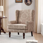 HUIMO Printed Wingback Accent Chair, Linen Upholstered High Back Armchair - Image 3