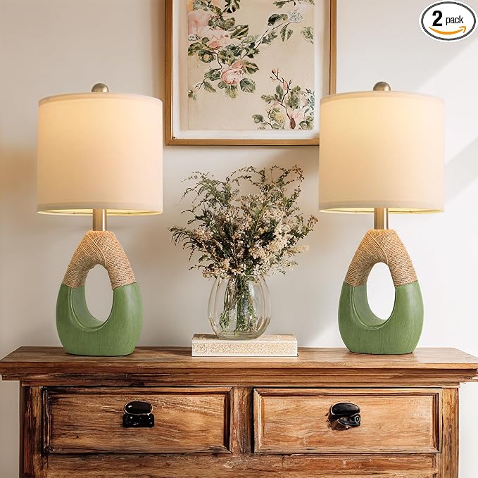 OYEARS 19" Table Lamps Set of 2, Bedside Lamps by OYEARS