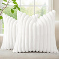 decorUhome Fall Faux Fur Throw Pillow Covers 20x20 Set of 2 White | Decorative by decorUhome