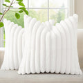 decorUhome Fall Faux Fur Throw Pillow Covers 26x26 Set of 2 White | Decorative by decorUhome
