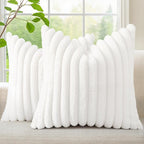 decorUhome Fall Faux Fur Throw Pillow Covers 26x26 Set of 2 White | Decorative by decorUhome
