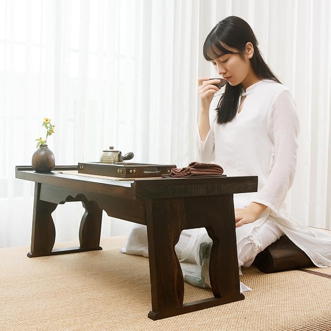 Japanese Wood Floor Table with Foldable Legs - Image 5