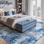 Rugflix 5x7 Area Rugs for Living Room, Washable Blue Grey Large Rug | Machine - Image 2