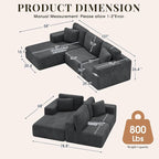 GRUSIGN 107'' Cloud Sectional Boneless Couches - Image 2