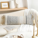 Gray Boho Lumbar Throw Pillow Cover 14x36 Grey Accent Long Body Lumbar Pillow - Image 5