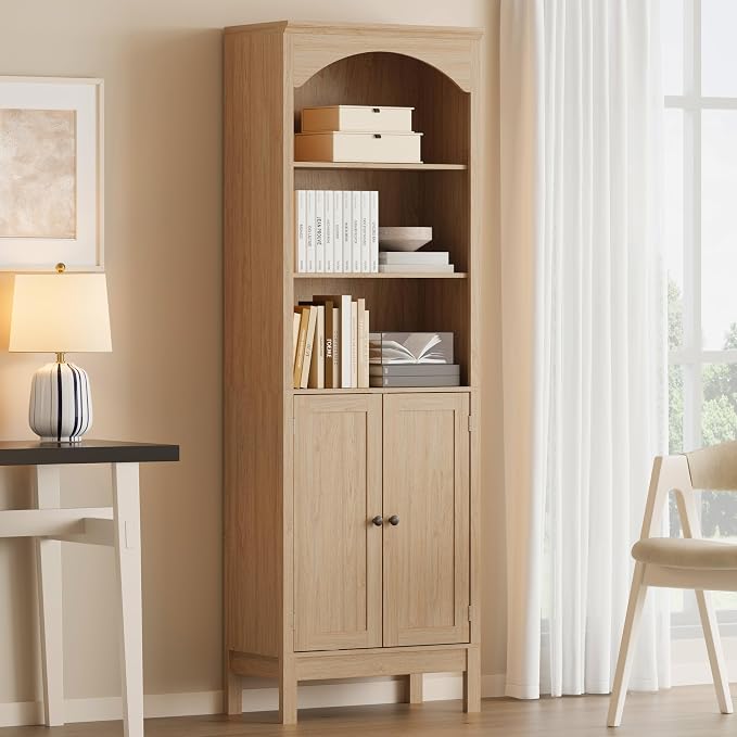 Bookshelf with Doors, Floor Standing Display Storage Cabinet by JMHDYG