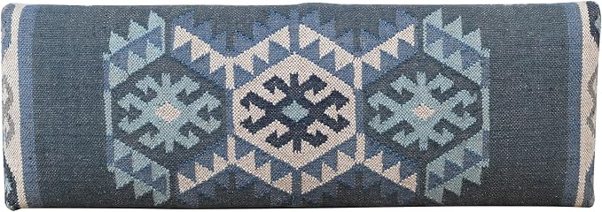 LR Home Blue/Ivory Handmade Upholstered Bench - Image 6