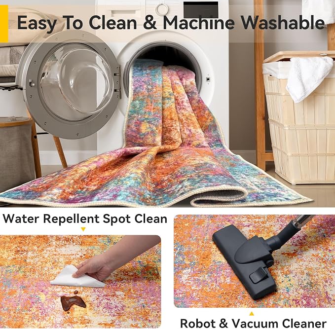 RELEANY Washable Runner 2'x8' Abstract Area Rug - Image 6