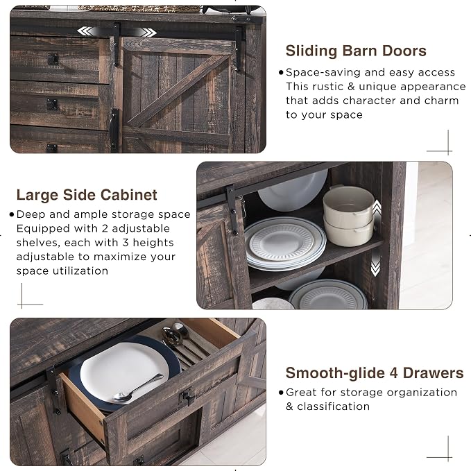 T4TREAM Farmhouse Sideboard Buffet Cabinet - Image 6