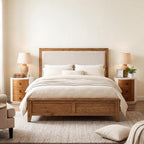 HOMPUS Fully Assembled Round Nightstand, 3 Drawer Chest of Drawers, Wood Rustic - Image 3
