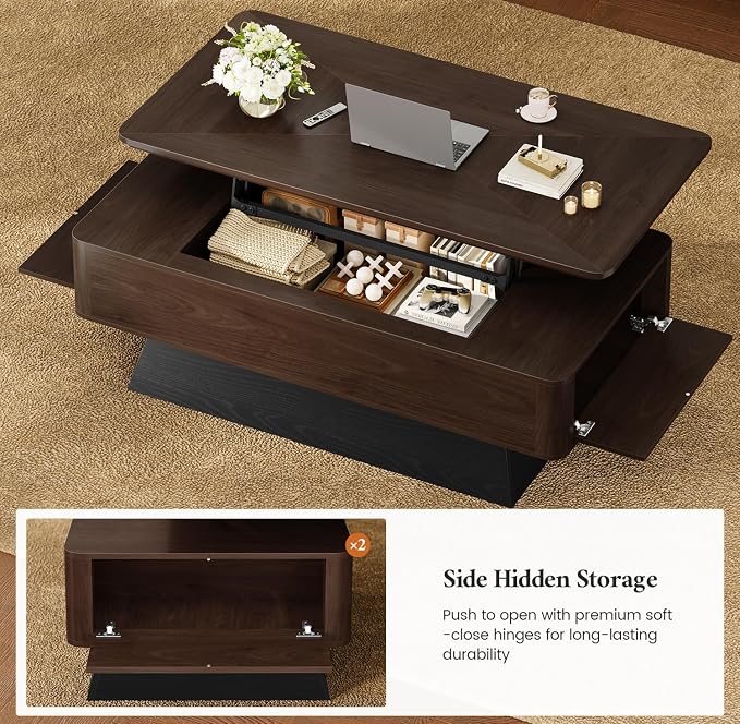 47.2" Mid-Century Modern Lift Top Coffee Table - Image 3