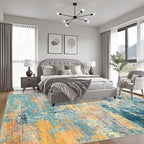 10x14 Area Rug Living Room: Modern Washable Soft Carpet Rosy Haze | - Image 3