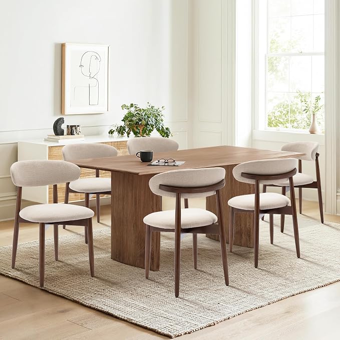 COLAMY Wooden Dining Chairs Set of 6, Modern Upholstered Fabric Dining Room by COLAMYHOME