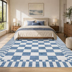 GarveeHome 8x10 Area Rugs Geometric Washable Modern Dark Blue Checkered Rug | - Image 4