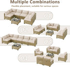 LOUVIXA 7 Piece Outdoor Patio Furniture Set, Outdoor Sectional Sofa, Wicker - Image 3