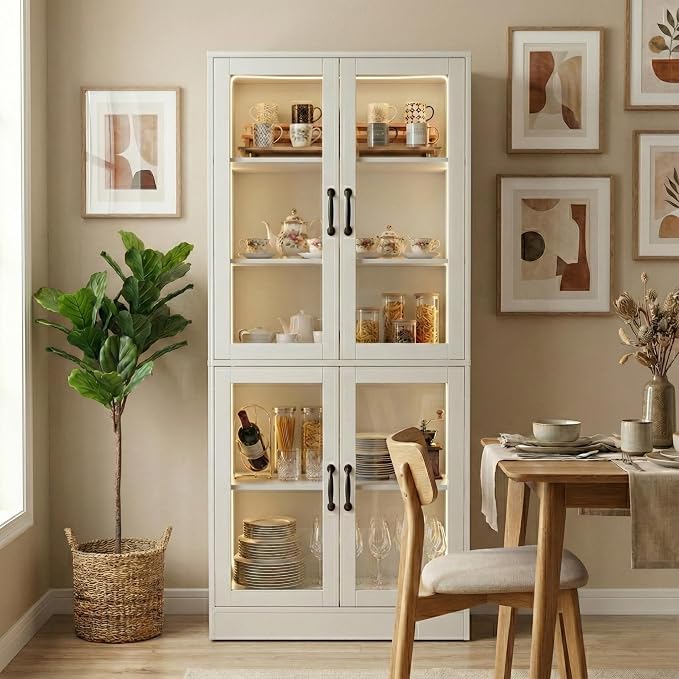 holzart Modern White 5-Tier Display Cabinet - Image 4