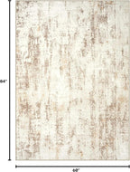 5x7 Area Rugs for Living Room: Washable Abstract Beige Grey Badroom Carpet | - Image 2