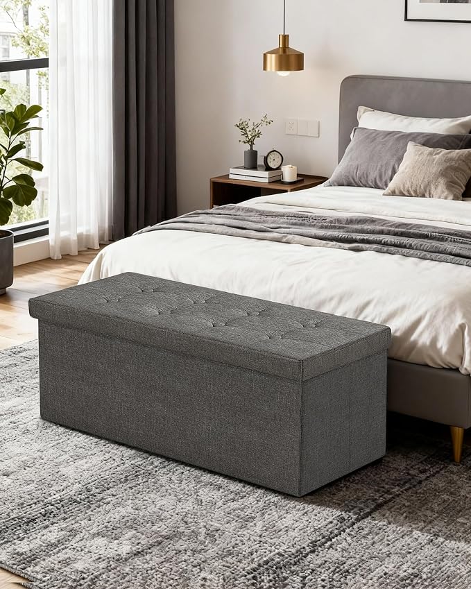 GLAXYFUR 43.3 inches Folding Storage Ottoman Bench Storage Chest Footrest - Image 2