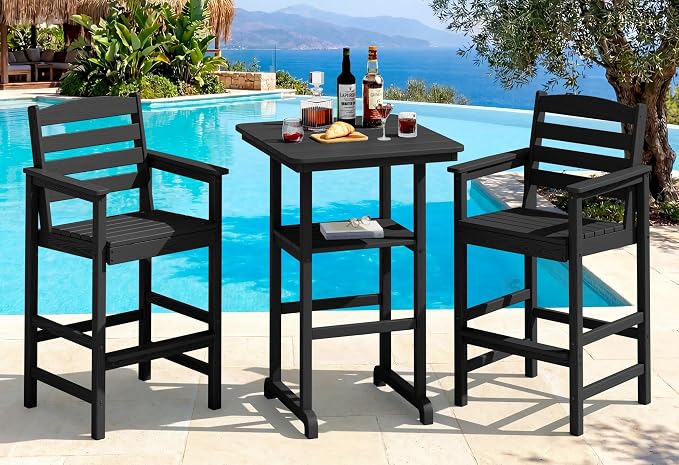 SERWALL Balcony Adirondack Chairs and Table 3 Pieces Set, Oversize Adirondack by SERWALL