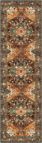 Yamaziot Washable Runner Rug, 3x10 Non-Slip Boho Hallway Kitchen Rug | Stain - Image 3
