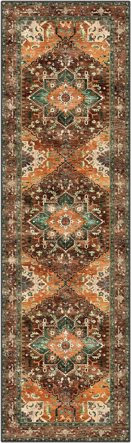 Yamaziot Washable Runner Rug, 3x10 Non-Slip Boho Hallway Kitchen Rug | Stain - Image 3