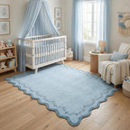 GarveeHome 4x6 Scalloped Washable Area Rug Blue Nursery Kids Bedroom Rug | Soft - Image 2