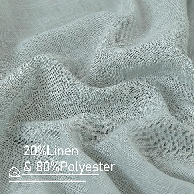 Greyish Blue Linen Curtains 84 Inch Length - Image 3