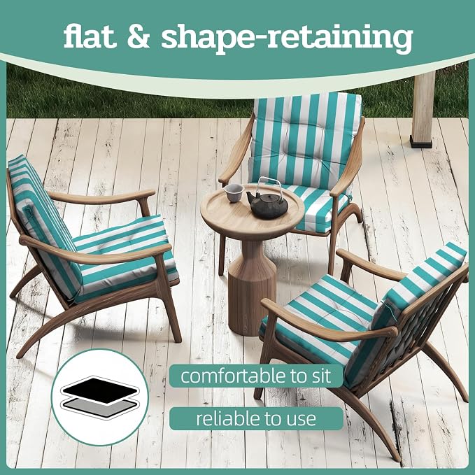 Outdoor Chair Cushions Set of 2, High Back Soft Seat Pad - Image 7