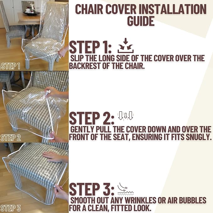Evelots 6-Pack Clear PVC Dining Chair Covers, Spill-Resistant Protectors | - Image 6