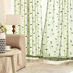 MIULEE Sage Green Sheer Curtains 2 Panels Leaf Patterned, W30 x L30 | - Image 3