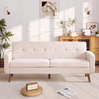 Tbfit 77.2" W Linen Sofa Couch, Mid Century Modern Decor Loveseat Couches - Image 3