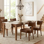 HNY Mid Century Modern Dining Chairs Set of 2, Farmhouse PU Leather Upholstered - Image 7