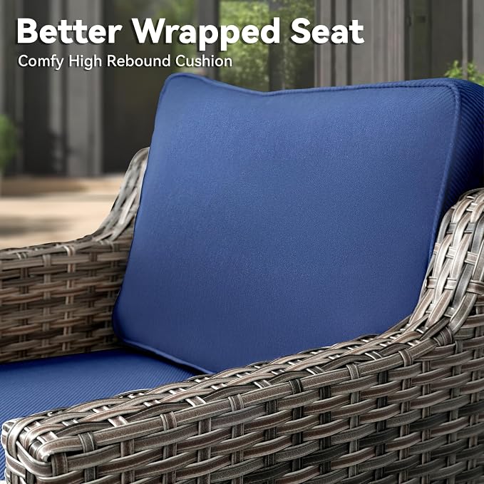3 Pieces Patio Furniture Set-High Back Swivel Patio Chairs Set of 2 - Image 6