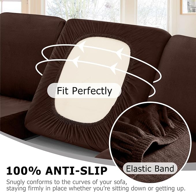 Arfntevss Sectional Couch Covers L Shape Couch Cushion Covers Slipcovers Fitted - Image 4