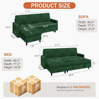 Vongrasig Pull Out Couch, 2 in 1 Sectional Sleeper Sofa Bed - Image 2
