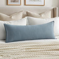 MIULEE Decorative Linen Lumbar Pillow Cover 14x36 Inch Blue Grey | Boho by MIULEE