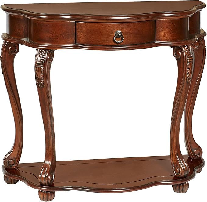 Touch of Class Eudora Natural Cherry Console Table | Half Round Wooden Vintage by TouchofClass