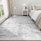 6x9 Washable Area Rug for Living Room Bedroom: Non-Slip Modern White Gray | - Image 9