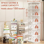 Aheaplus 6 Tier Rotating Bookshelf Tower, Revolving Bookcase, 360° Round - Image 2