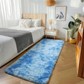 Runner Rugs for Boys Bedroom Living Room, Fluffy Tie-Dyed Blue 2x6 Area Rug | by ONASAR