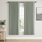 Desert Sage 100% Blackout Linen Curtains 72 Inch Length 2 Panels Set by Guken