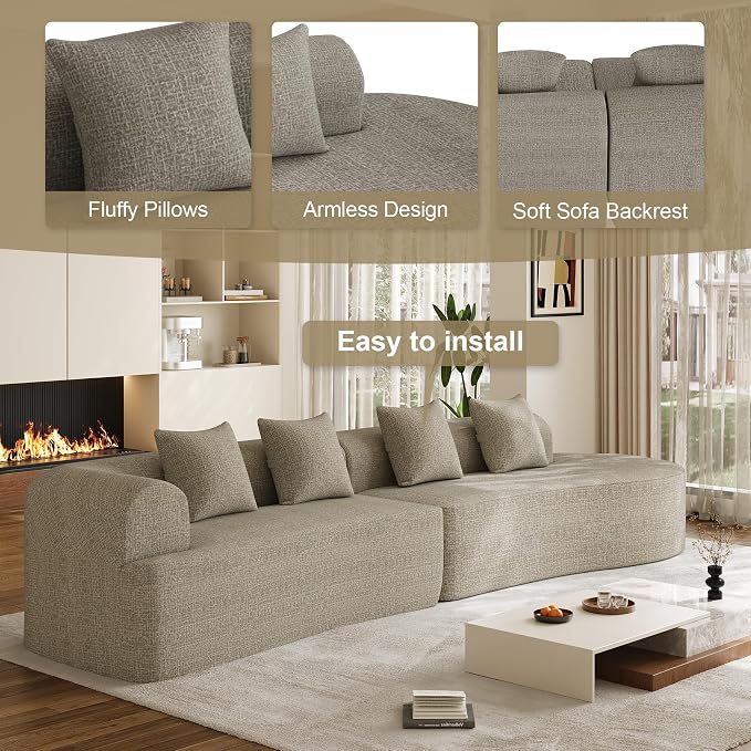 147" Oversized Sectional Sofa for Living Room, Modern Luxury Plush Chenille - Image 8