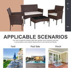 Shintenchi 4 Piece Outdoor Patio Furniture Set, Wicker Rattan Patio - Image 7