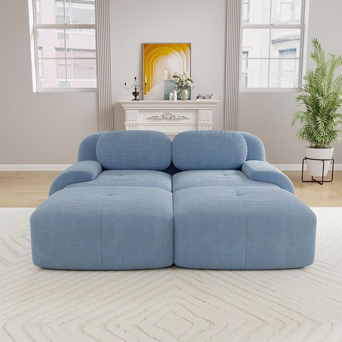 Boneless Sectional Couch, No Assembly Required, 81.8” U Shaped Modular Cloud - Image 2